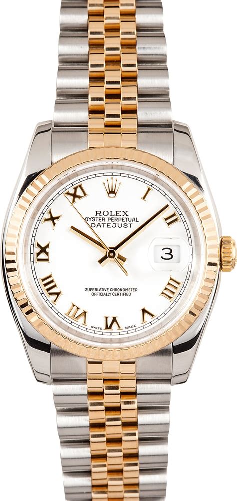 rolex two tone datejust white face|rolex datejust 36mm white dial.